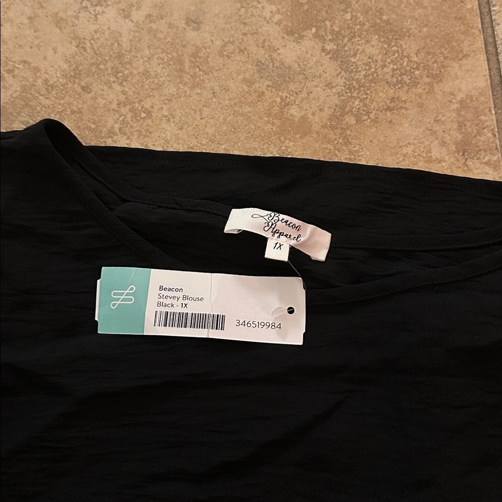 BEACON APPAREL STEVEY BLOUSE BLACK - 1X - Picture 4 of 4